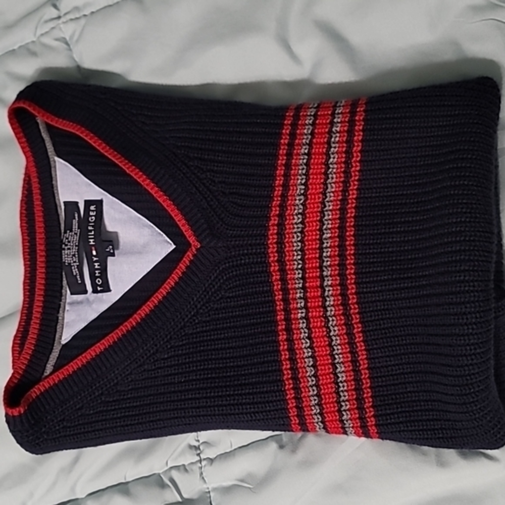 Tommy Hilfiger Knitted Dark‎ Blue Sweater Vest. 100% Cotton Men's (L)